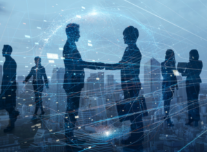 Thinking before you ship, Shaking Hands, Technology background